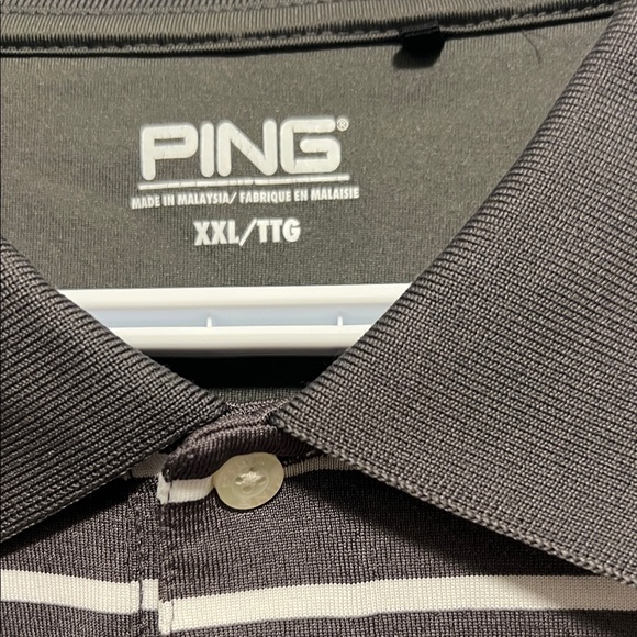 Ping Men's Black and White Striped Polo - Picture 2 of 3